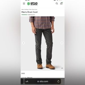 Men’s Stio rivet Cord corduroy dark grey pants Size 36S